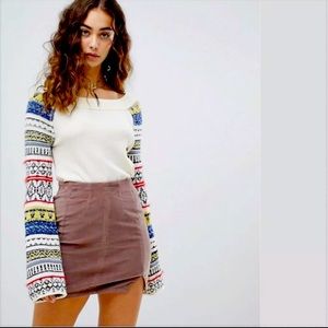 Free People Multi-Color Ivory Sweater Top